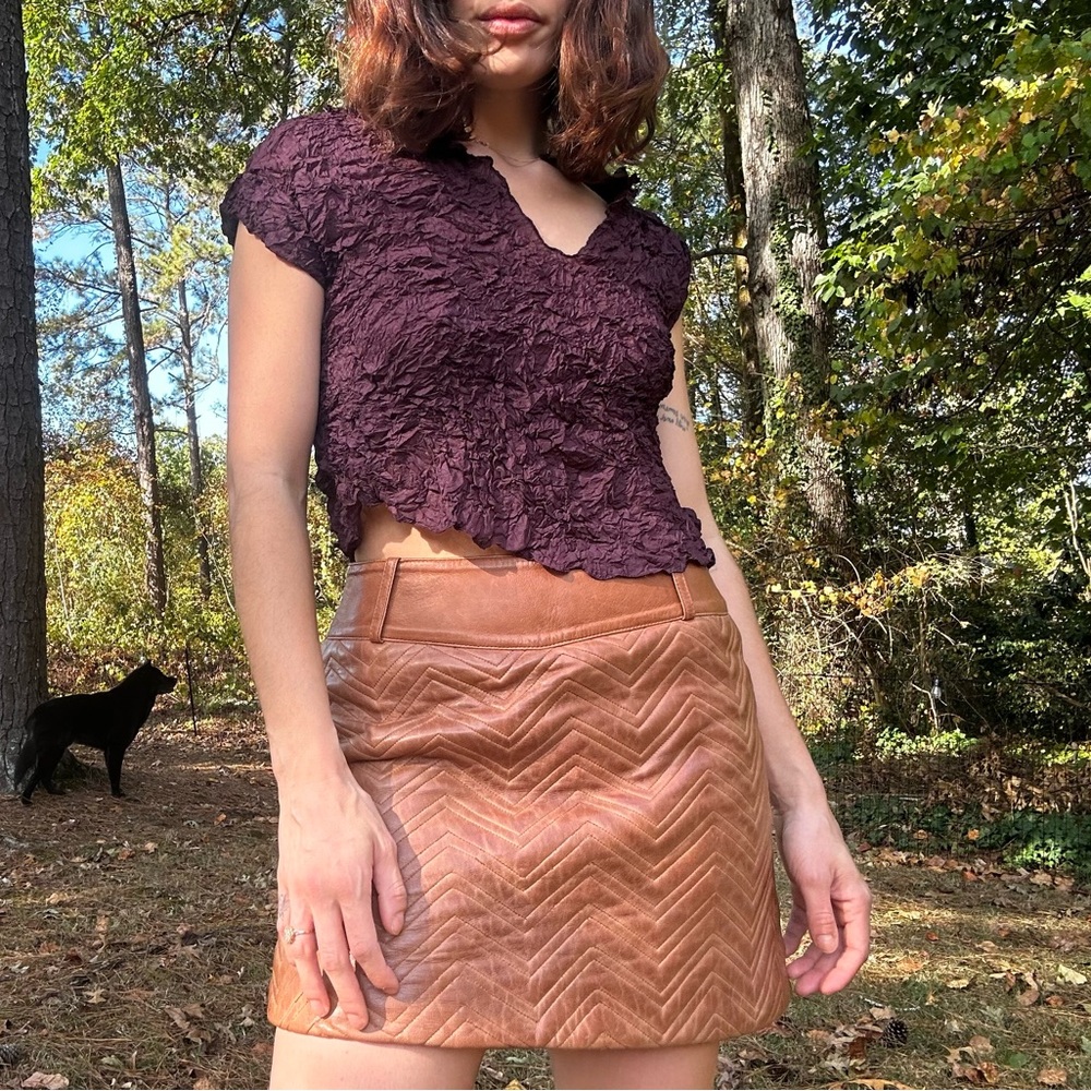 100% Leather Mini Skirt by LAMARQUE